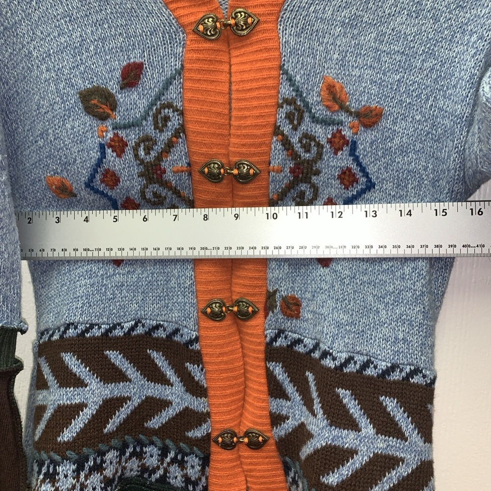 Upcycled Fairy Elf Gypsy Hood Sweater Jacket Coat Colorful patchwork boho Small? - Picture 11 of 14